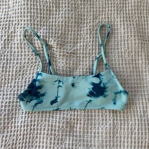Tie-Dye Bikini Top in Aqua and Navy